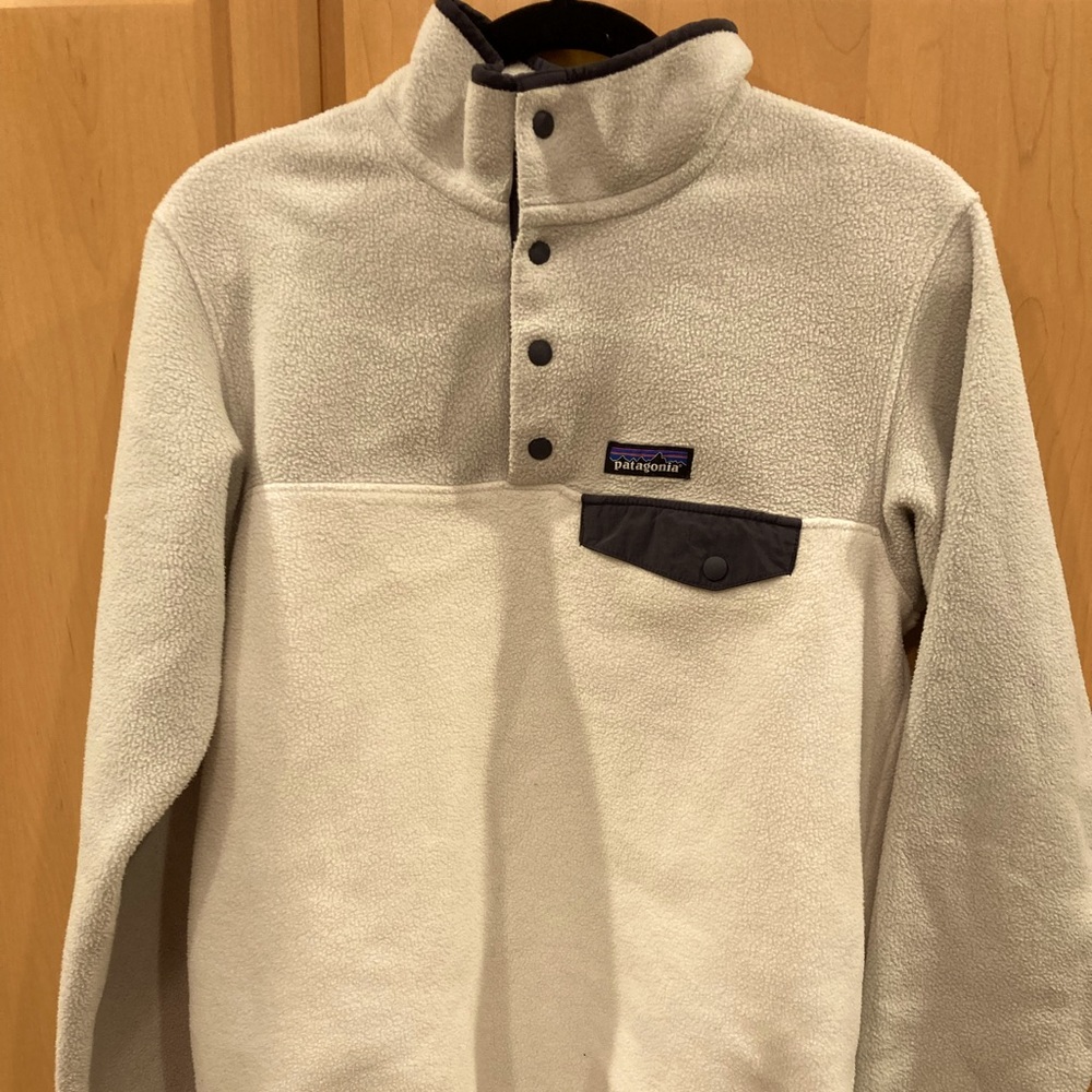 Grey and white Patagonia jacket